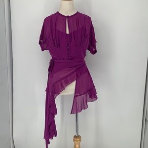 Beauty Mark Purple asymmetrical wrap blouse